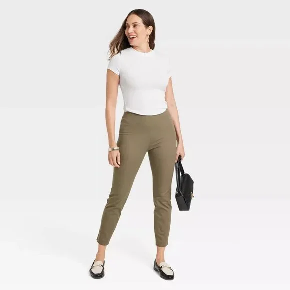 2 PACK Large - Womens Slim Fit Short Sleeve Ribbed T-Shirt - A New Day - White - Picture 2 of 7